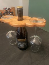 New - Wine Butler, Solid Oak Bottle and Glass Holder, Ideal for a gift