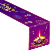 Diwali Table Runner 13 x 72 Inch, Happy Diwali Kitchen Dining Table Decoratio...