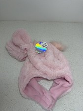 Pink Faux Fur Winter Hat with Ear Flaps and Pom Poms NWT