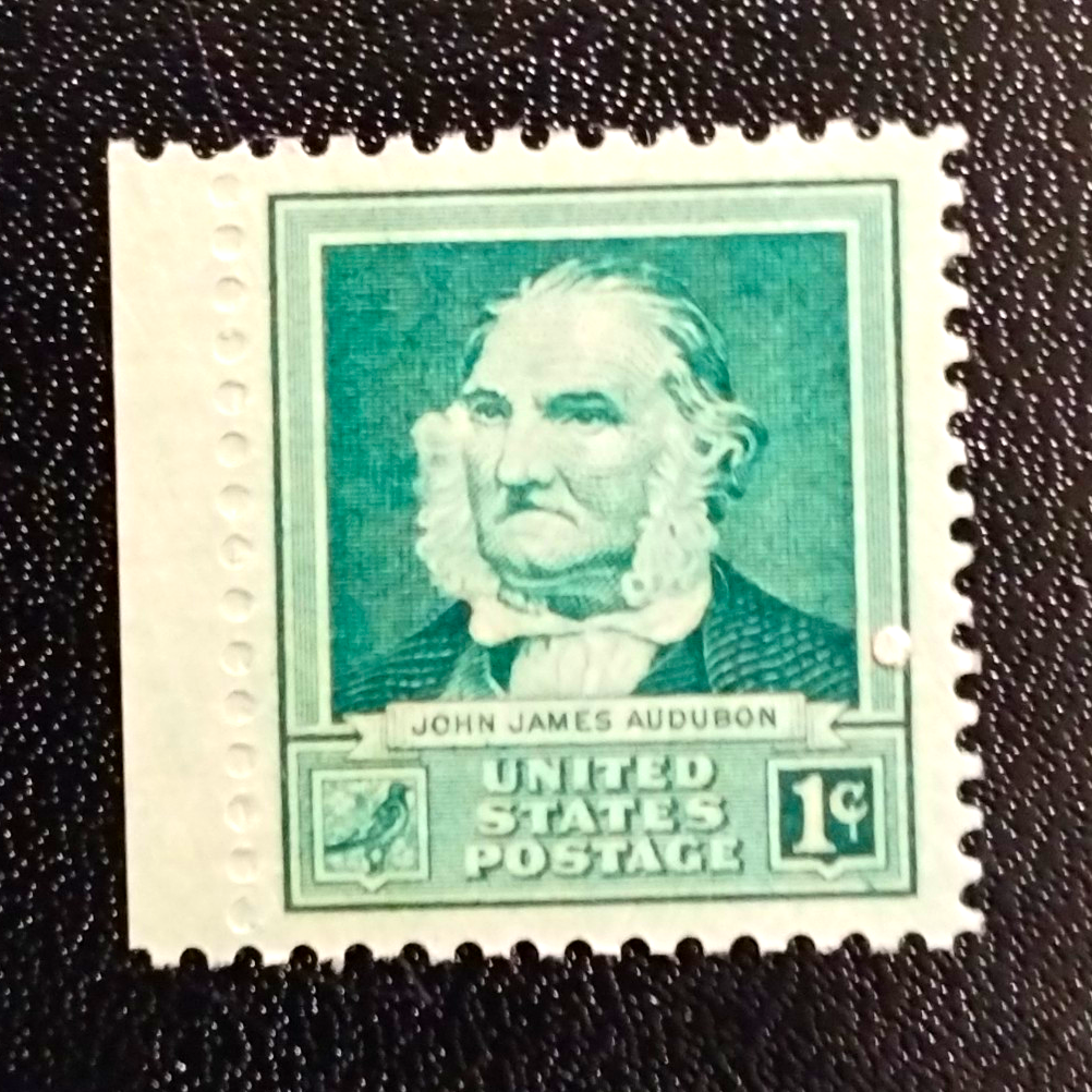 US John James Audubon 1c Postage Stamp, Green, MNH, Uncertified, Ungraded