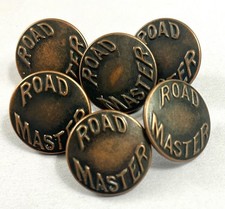 1 Antique Brass  "ROAD MASTER" Railroad Uniform Button - 1918 to Early 1930s