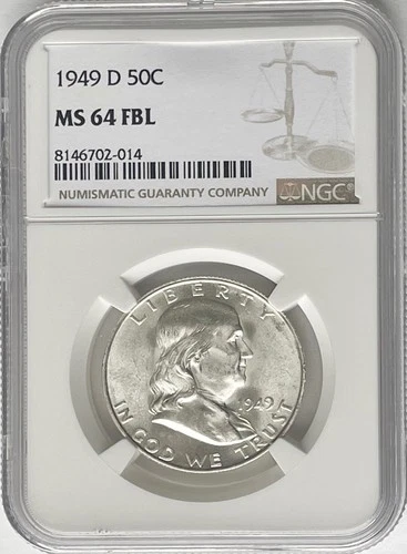 1949-D FRANKLIN 50C NGC MS64
