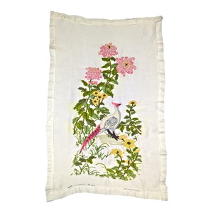 Vintage Crewel Embroidery Chrysanthemums & Tropical Bird Finished Spinnerin Kit