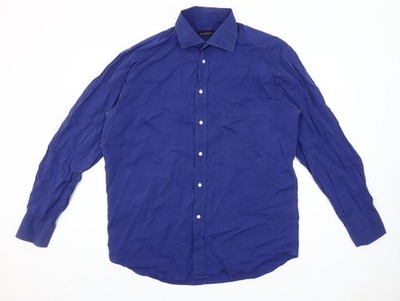 Canali Herren blau Baumwolle Langarm Knopfleiste Hemd Größe 16 Regular