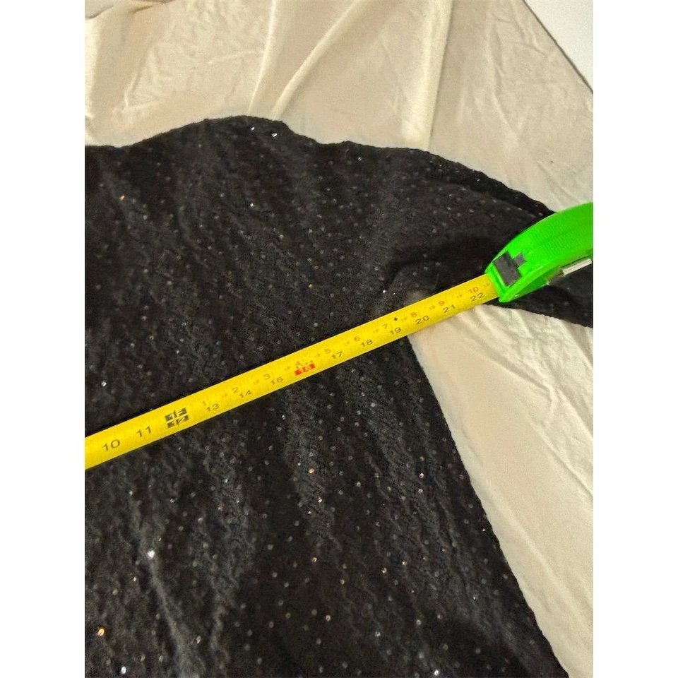 Suéter cárdigan abotonado con lentejuelas negras L Coldwater Creek para mujer Foto 3 de 4