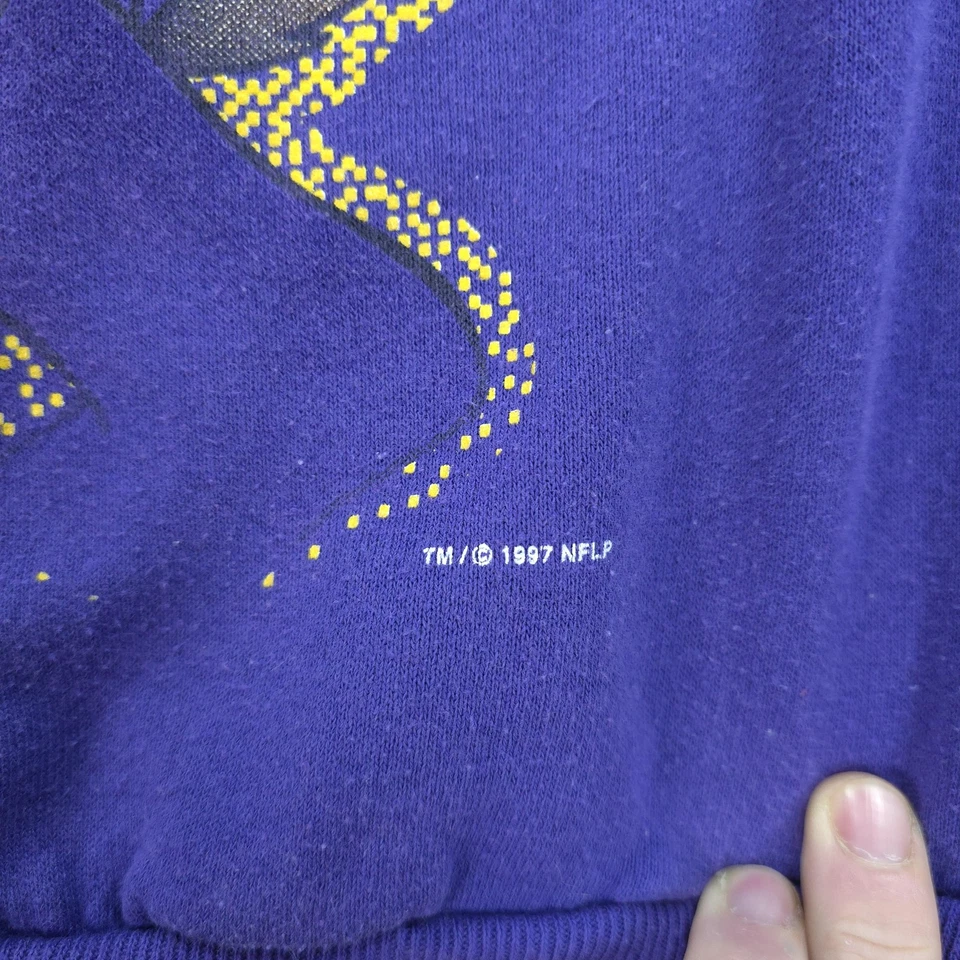 Suéter De Colección Minnesota Vikings Para Hombres Grande Púrpura NFL Fútbol Taz Looney Años 90 Foto 4 de 4