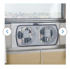 Genesis Twin Window Fan White Reversible Airflow Expandable Panels 3-Speed