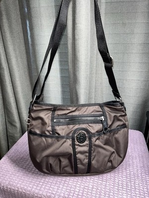 Kipling Brown Shoulder Bag Zipper Accents Key Holder Adjustable Strap Women's