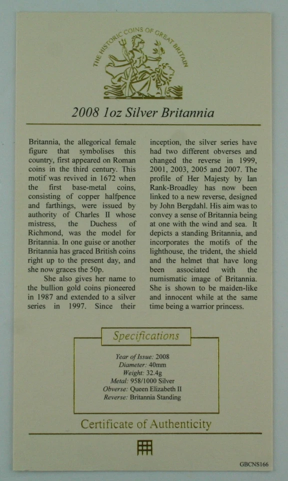 2008 Britannia 1oz Silver Two Pounds £2 coin, capsule, coin pouch + COA - Image 4 of 4