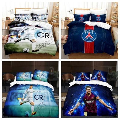 Neu CR7 Fußball Bettbezug Kinder Bettwäsche Set Kissenbezug Single Double King Geschenk - Bild 1 von 2