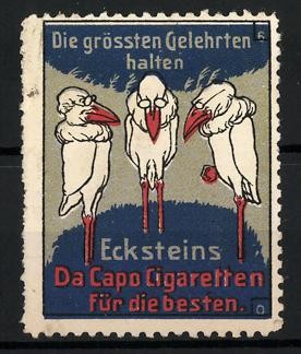 Advertising brand Da Capo cigarettes, cornerstone, the greatest scholars - three storks 