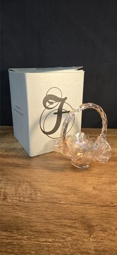 Signed Mike Fenton Glass #2919 SW Ruffled Basket Sunset Stretch 5.5" Tall