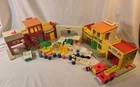 Vintage 1970s Fisher Price Play Family Village #997 with Little People + Extras