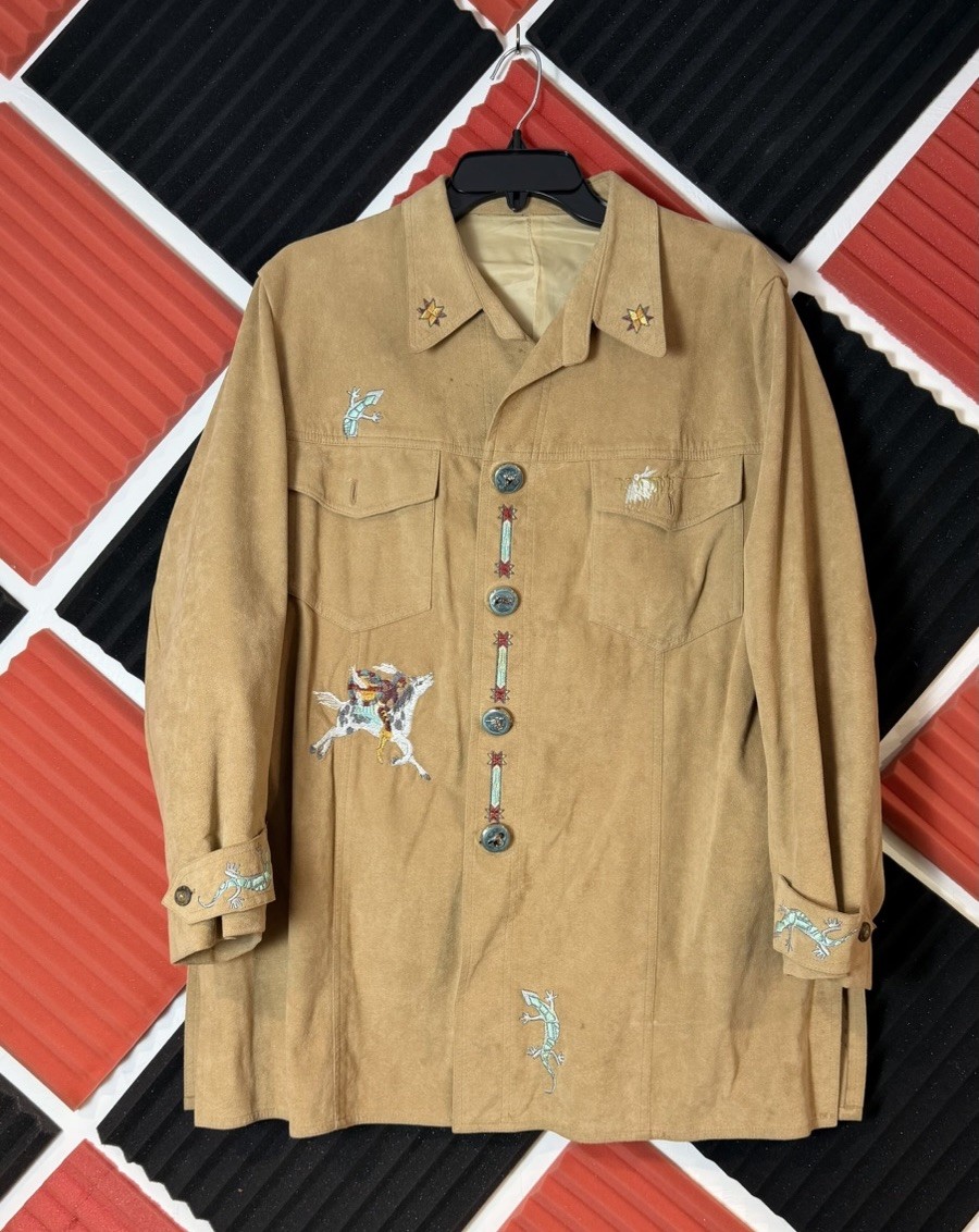 Varon Collared Button Front Tan Western Embroider… - image 1