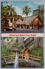 Postcard - International Market Place Waikiki Hawaii Tiki Vintage 1950s HI