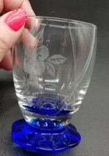 Bornioli Rocco Murano Cobalt Blue Juice Cocktail Glass Flower Controlled Bubbles