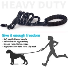 10FT Large Pet Rope Dog Leash Heavy Duty Reflective Nylon Leads w/ Comfy Handle