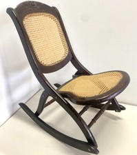 Beautiful Vintage Cane / Rattan / Bentwood Folding Rocking Chair - Victorian Era