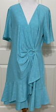 NWT Michael Kors size L turquoise short sleeve fir & flare dress $155