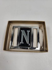 NEW Avon Silver "N" Initial Belt Buckle 2 1/4" Length Original Box