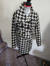 Charlotte Russe Black And White Houndstooth Peacoat - Large Jacket - Women's