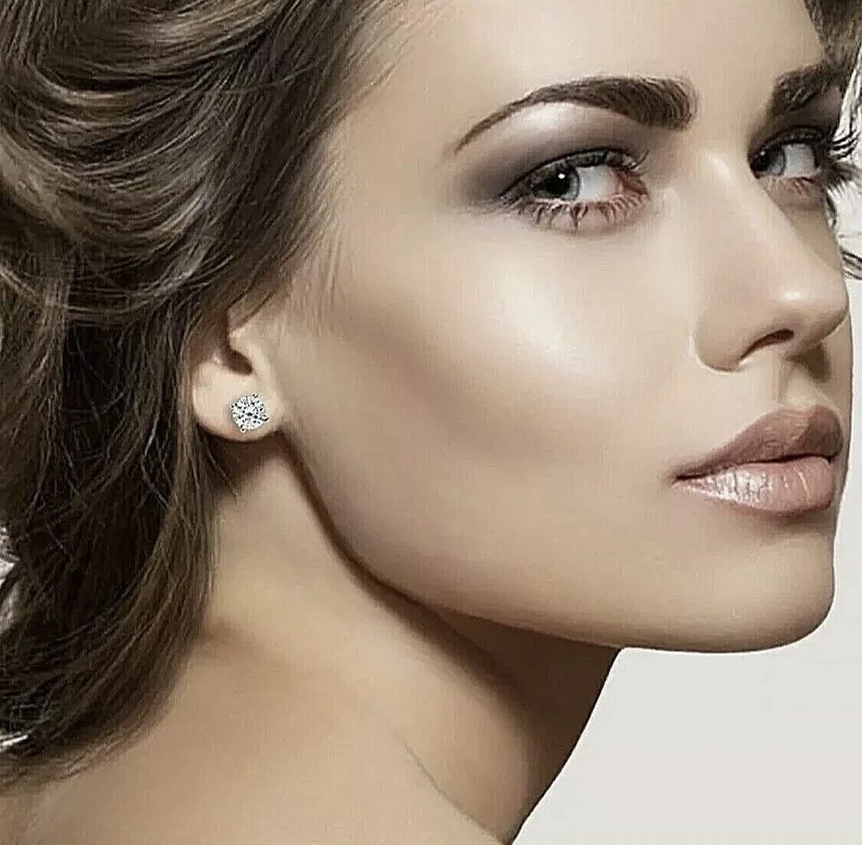 5.00 Ct Brilliant Round Cut Lab Created VVS1/D Stud Earrings 14K White Gold 8mm - Image 4 of 4