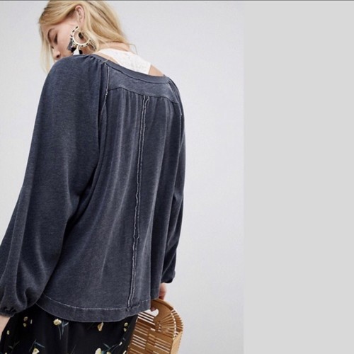 Top Free People We The Free Negro Arcadia Henley Pequeño S $68 Nuevo con Etiquetas Nuevo OB614756 - Imagen 3 de 5