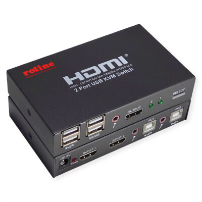 KVM Switch, HDMI 4K, USB, 1 User - 2 PC