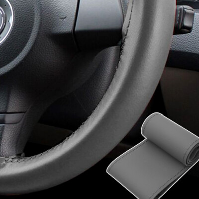 DIY Car Steering Wheel Cover Needle & Thread Protector GRAY Hand Sewing Leather