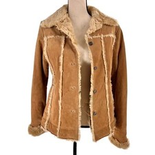 Vintage women s suede Sherpa patchwork coat W...