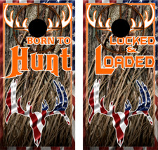 Born to Hunt Camo Deer Skull Cornhole Wrap Bag Toss Skin Decal Sticker