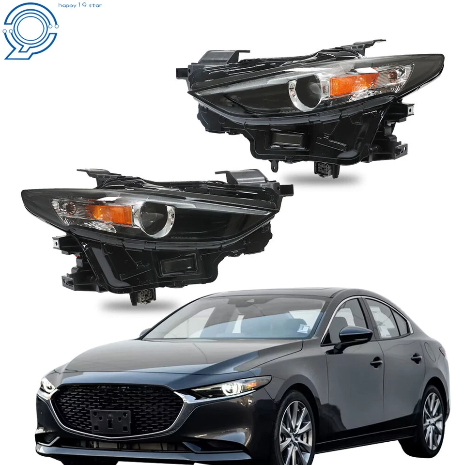 LED Headlight w/o AFS Black Housing Clear Lens LH+RH SideFor 2019-21 Mazda 3 2pc - Imagem 2 de 4