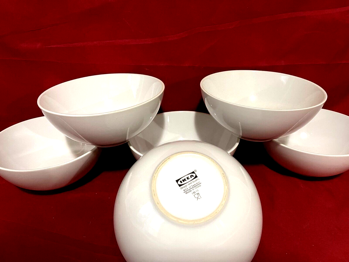 IKEA 12011 Set Of 6 White Soup/Chili/Rice/Cereal Bowls 6 1/4