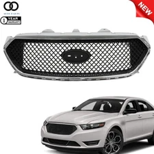 For Ford Taurus SHO 2013-2018 Front Upper Grille Grill Matte Black W/Chrome Trim
