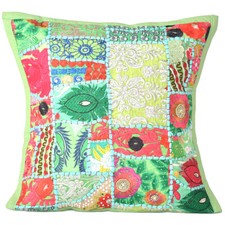 Throw Cotton Cushion Cover Indian Pillow Case Home Decor Patchwork 16x16 Pillows