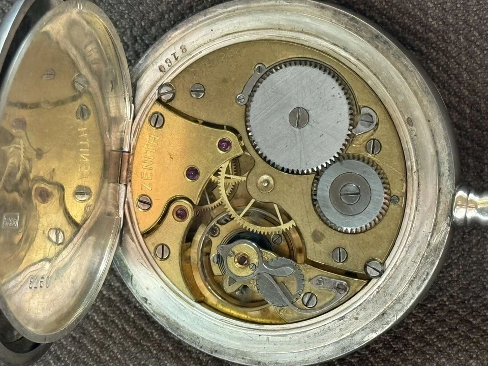 Antiguo Reloj Bolsillo Zenith Mecánico Suizo Plata 800 Gran Premio Raro Antiguo 1900 Foto 4 de 4