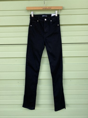 NEW ZARA WOMAN BLACK JEANS SPLIT SKINNY 