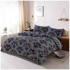 Image of SEBASTIAN Grey Duvet Cover & Pillowcase Polycotton ZigZag Geometric Bedding Set