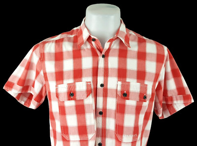 JACK & JONES Mens Red & White S/S EVENING SHIRT Cotton - S - Chest 40'' -RRP £40