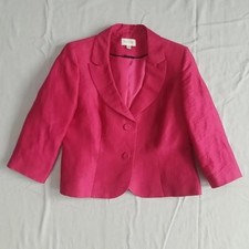Womens Precis Jacket Blazer Pink Linen Blend Jacket Lined Buttons Occasion Uk 16