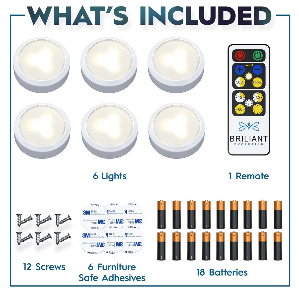 Brilliant Evolution 6-Pack 3.37-in Battery Puck Under Cabinet