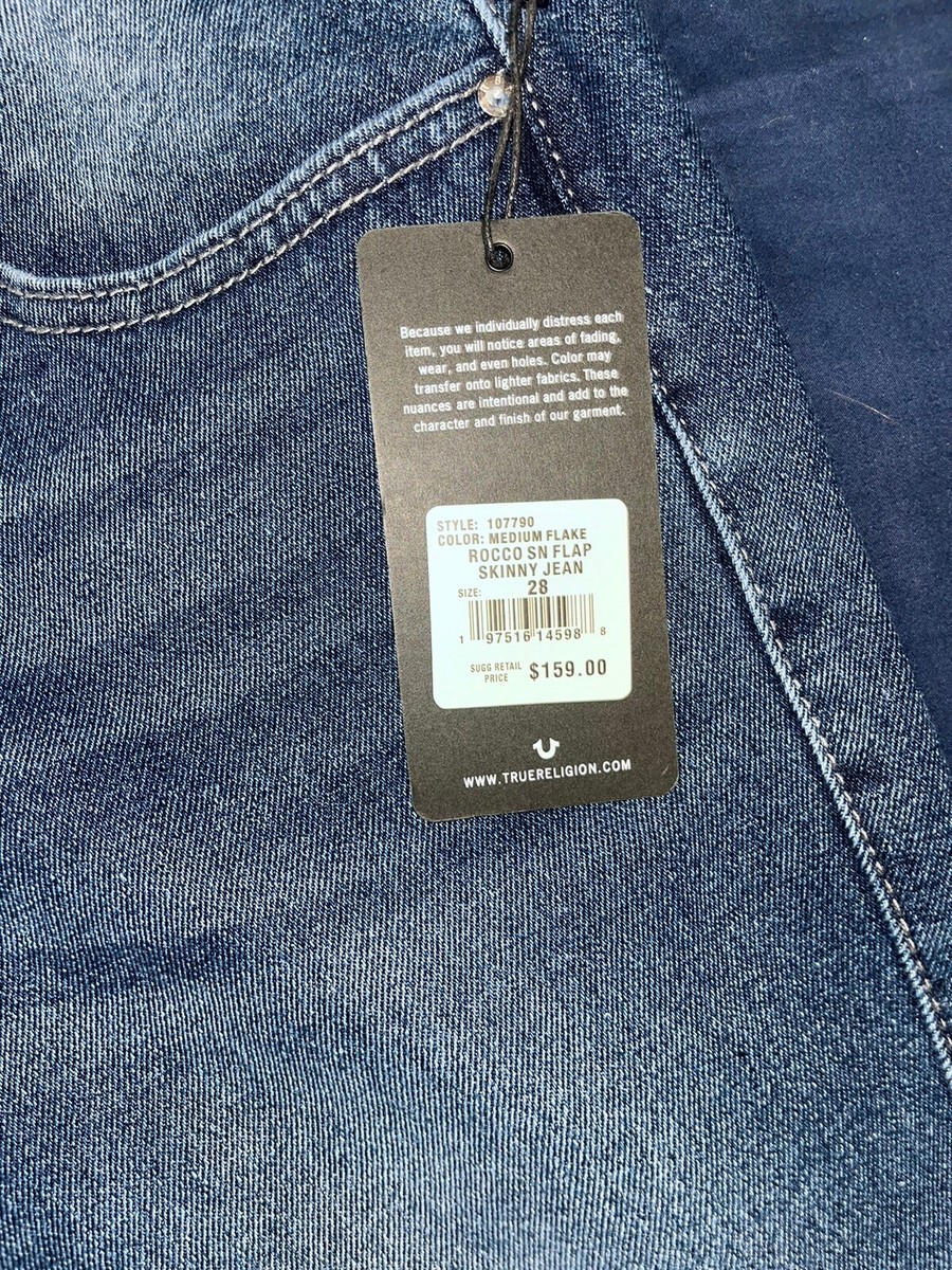 TRUE RELIGION ROCCO SN FLAP 32 INSEAM 107790 RELAXED SKINNY JEANS