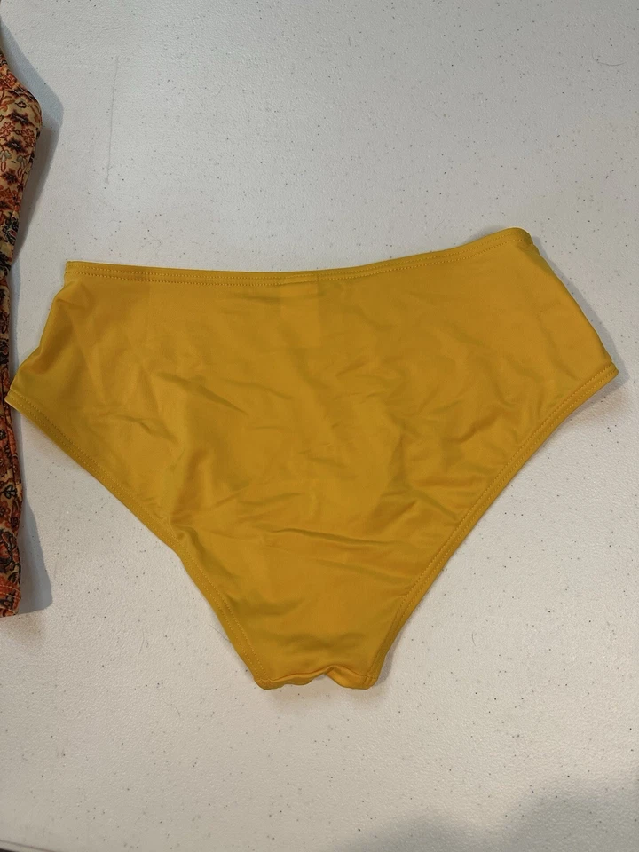 Tankini Cobertura Completa Naranja/Amarillo Pequeño 2 Piezas Floral Paisley Top Sujetador Estante Foto 3 de 4