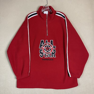 All Star Cafe Sweater Mens Large Red Honolulu 1/4 Zip Embroidered Vintage 1997
