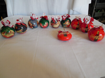 Coca Cola ball Christmas ornament set of 10 1990's