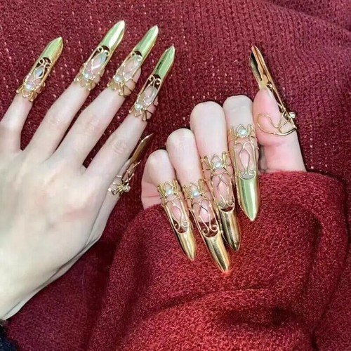 Fingernagel alte chinesische Nagelrüstung Cosplay Fingernagelabdeckungen modern Hanfu - Bild 7 von 14