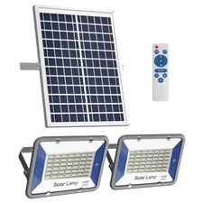 Solar Flood Light, 2 Pack 100W Dusk to Dawn with Remote Control LED Bright Wh...