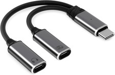 USB C Splitter 2 in 1 USB C Headphone and Charger Adapter Audio Dongle Cable wit