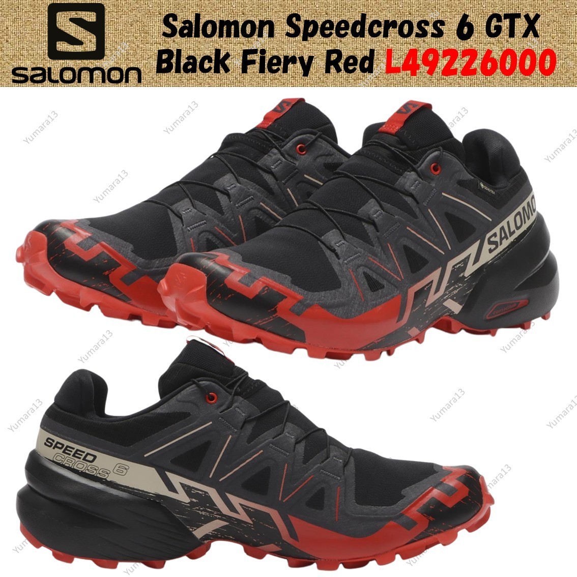 Salomon Speedcross 6 GTX Black Fiery Red L49226000 Men's Size | eBay
