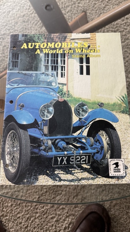 1980s USPS Automobiles World on Wheels Stamp Album Complete Classic Cars Racing
